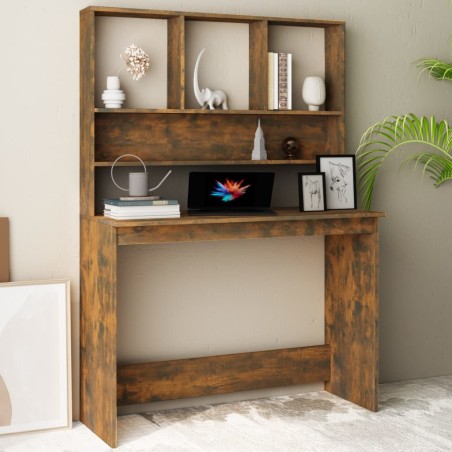vidaXL Schreibtisch mit Regal Räuchereiche 110x45x157 cm Holzwerkstoff