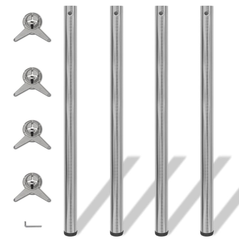 4x höhenverstellbares Tischbein Nickel gebürstet 1100 mm 4x höhenverstellbares Tischbein Nickel gebürstet 1100 mm
