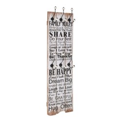 vidaXL Wandgarderobe mit 6 Haken 120 x 40 cm "FAMILY RULES" 