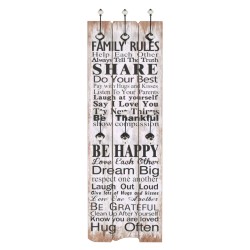 vidaXL Wandgarderobe mit 6 Haken 120 x 40 cm "FAMILY RULES" 
