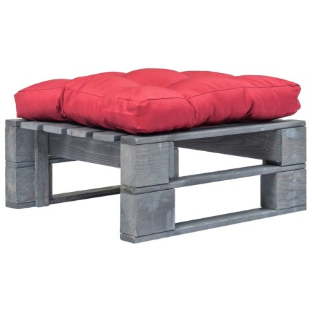 Outdoor-Ottomane Paletten mit Kissen in Rot Holz Grau