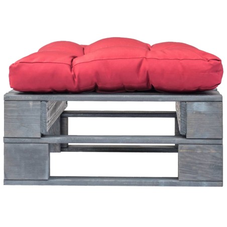 Outdoor-Ottomane Paletten mit Kissen in Rot Holz Grau