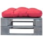 Outdoor-Ottomane Paletten mit Kissen in Rot Holz Grau Outdoor-Ottomane Paletten mit Kissen in Rot Holz Grau