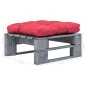 Outdoor-Ottomane Paletten mit Kissen in Rot Holz Grau Outdoor-Ottomane Paletten mit Kissen in Rot Holz Grau