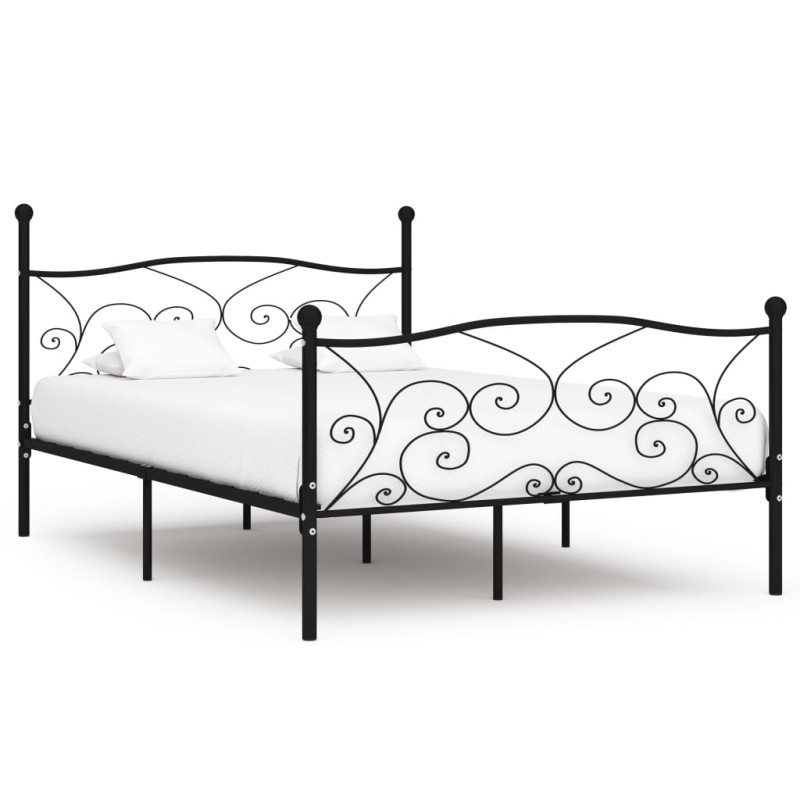 vidaXL Bettgestell mit Lattenrost Schwarz Metall 120 × 200 cm vidaXL Bettgestell mit Lattenrost Schwarz Metall 120 × 200 cm