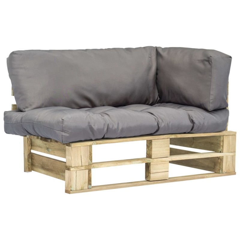 Outdoor-Sofa Paletten mit Kissen in Grau Kiefernholz Outdoor-Sofa Paletten mit Kissen in Grau Kiefernholz