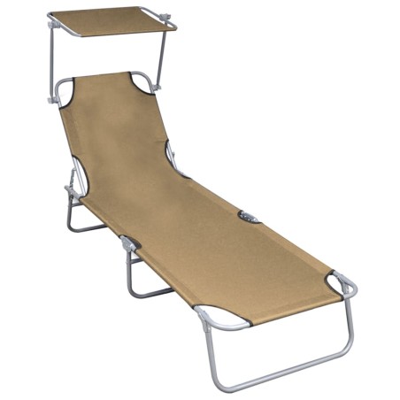 vidaXL Klappliege mit Sonnenschutz Taupe Aluminium
