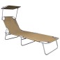 vidaXL Klappliege mit Sonnenschutz Taupe Aluminium vidaXL Klappliege mit Sonnenschutz Taupe Aluminium