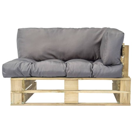 Outdoor-Sofa Paletten mit Kissen in Grau Kiefernholz
