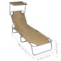 vidaXL Klappliege mit Sonnenschutz Taupe Aluminium vidaXL Klappliege mit Sonnenschutz Taupe Aluminium