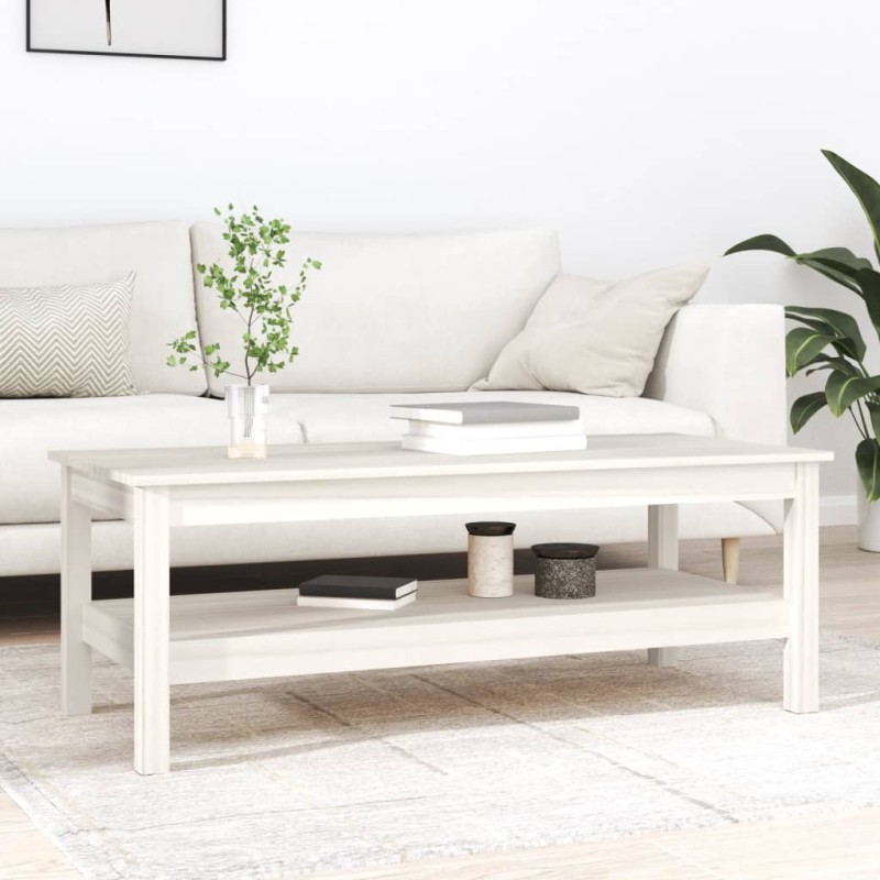 vidaXL Couchtisch Weiß 110x50x40 cm Massivholz Kiefer vidaXL Couchtisch Weiß 110x50x40 cm Massivholz Kiefer