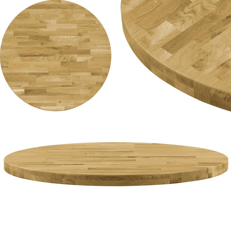 vidaXL Tischplatte Eichenholz Massiv Rund 44 mm 800 mm vidaXL Tischplatte Eichenholz Massiv Rund 44 mm 800 mm