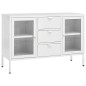 vidaXL Sideboard Weiß 105x35x70 cm Stahl und Hartglas vidaXL Sideboard Weiß 105x35x70 cm Stahl und Hartglas
