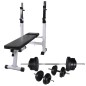 Hantelbank mit Ablage, Langhantel und Kurzhantel-Set 60,5 kg Hantelbank mit Ablage, Langhantel und Kurzhantel-Set 60,5 kg