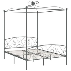 vidaXL Himmelbett-Gestell Grau Metall 160 x 200 cm