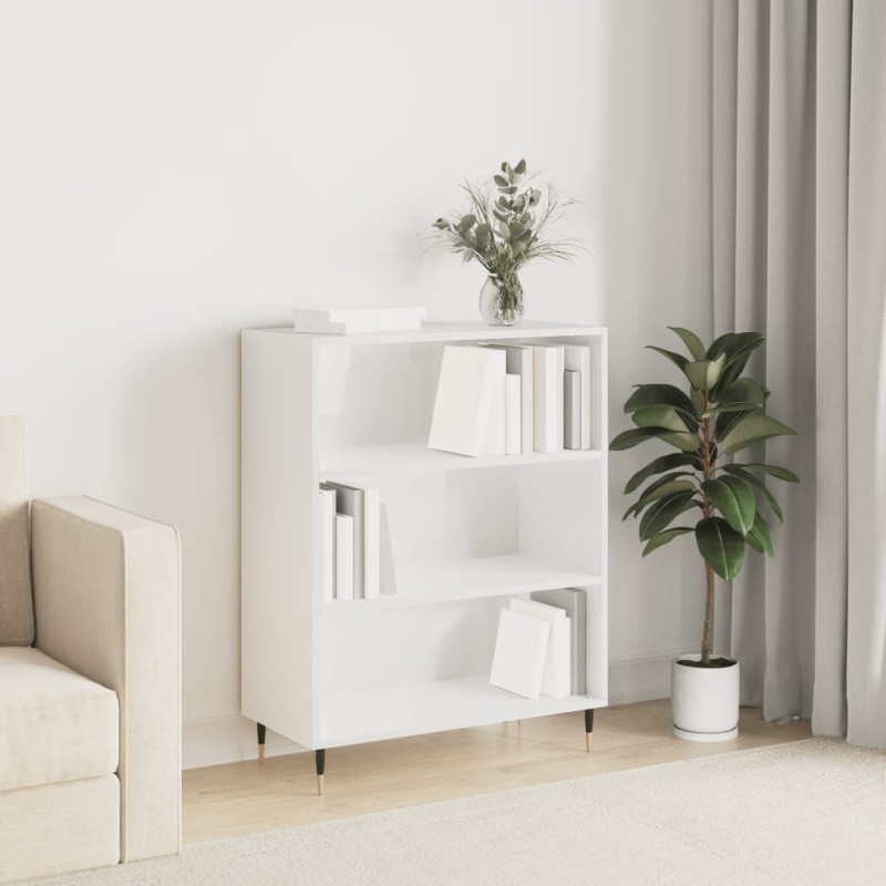 vidaXL Bücherregal Hochglanz-Weiß 69,5x32,5x90 cm Holzwerkstoff vidaXL Bücherregal Hochglanz-Weiß 69,5x32,5x90 cm Holzwerkstoff