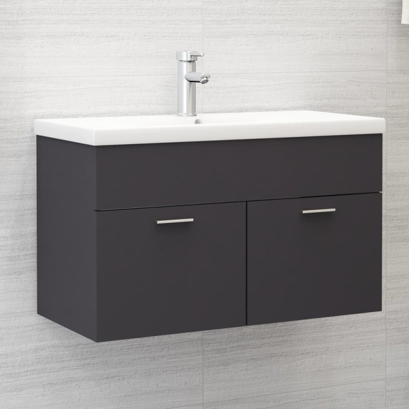 vidaXL Waschbeckenunterschrank Grau 80x38,5x46 cm Holzwerkstoff vidaXL Waschbeckenunterschrank Grau 80x38,5x46 cm Holzwerkstoff