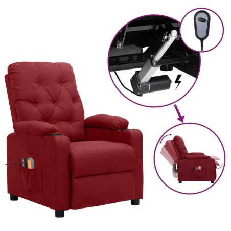 vidaXL Massagesessel Elektrisch Weinrot Stoff