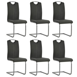 vidaXL Freischwinger 6 Stk. Grau Kunstleder 