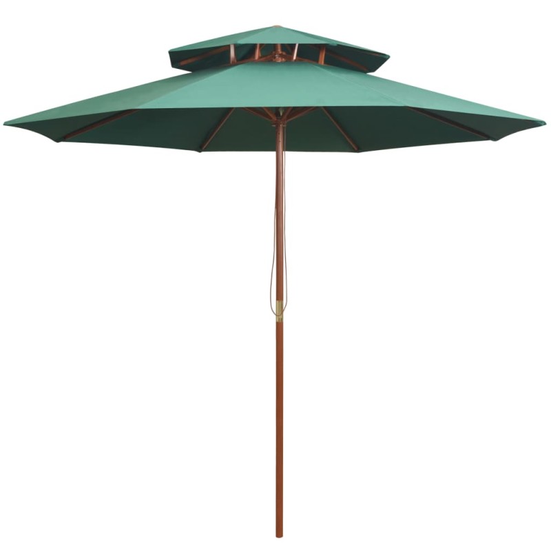 vidaXL Doppeldeck Sonnenschirm 270×270 cm Holzstange Grün vidaXL Doppeldeck Sonnenschirm 270×270 cm Holzstange Grün