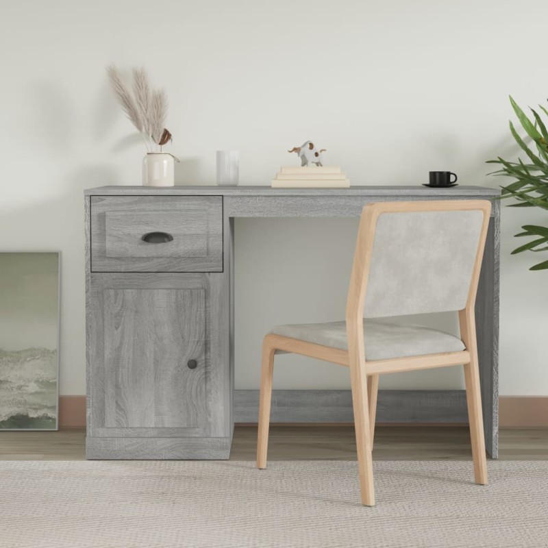 vidaXL Schreibtisch mit Schublade Grau Sonoma 115x50x75cm vidaXL Schreibtisch mit Schublade Grau Sonoma 115x50x75cm