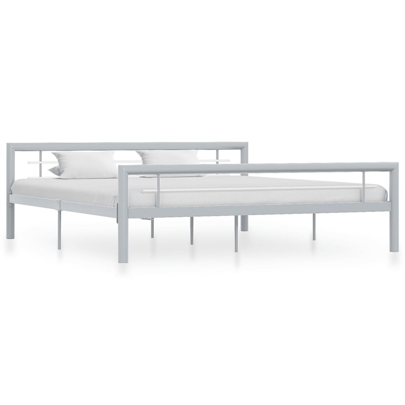 vidaXL Bettgestell Grau und Weiß Metall 180 × 200 cm vidaXL Bettgestell Grau und Weiß Metall 180 × 200 cm