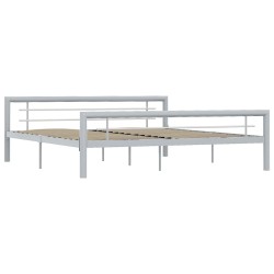 vidaXL Bettgestell Grau und Weiß Metall 180 × 200 cm