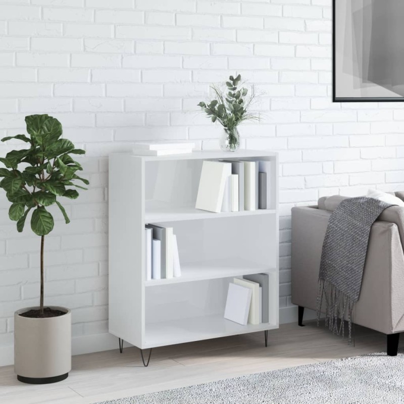 vidaXL Bücherregal Hochglanz-Weiß 69,5x32,5x90 cm Holzwerkstoff vidaXL Bücherregal Hochglanz-Weiß 69,5x32,5x90 cm Holzwerkstoff
