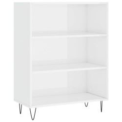 vidaXL Bücherregal Hochglanz-Weiß 69,5x32,5x90 cm Holzwerkstoff