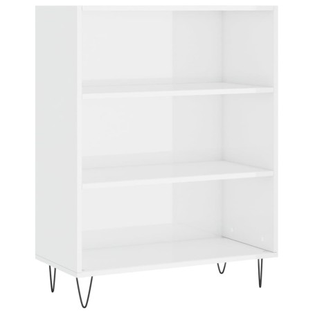 vidaXL Bücherregal Hochglanz-Weiß 69,5x32,5x90 cm Holzwerkstoff