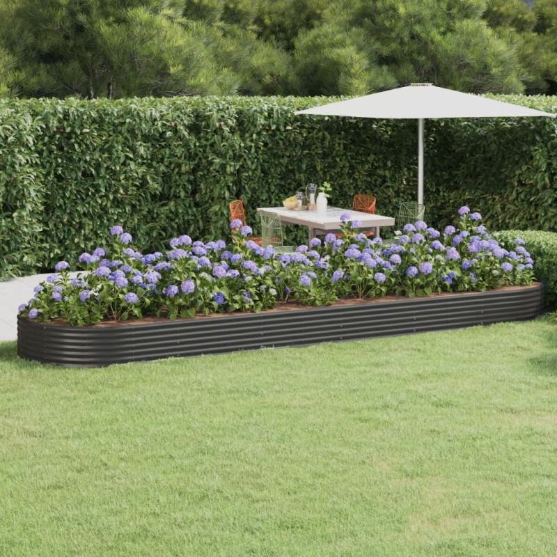 vidaXL Hochbeet Pulverbeschichteter Stahl 523x140x36 cm Anthrazit vidaXL Hochbeet Pulverbeschichteter Stahl 523x140x36 cm Anthrazit