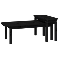 vidaXL 2-tlg. Couchtisch-Set Schwarz Massivholz Kiefer
