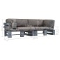 2-tlg. Outdoor-Sofa-Set Paletten mit Kissen in Grau Kiefernholz 2-tlg. Outdoor-Sofa-Set Paletten mit Kissen in Grau Kiefernholz