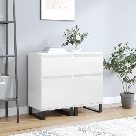 vidaXL Sideboards 2 Stk. Hochglanz-Weiß 40x35x70 cm Holzwerkstoff