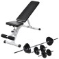 vidaXL Hantelbank mit Langhantel und Kurzhantel Set 30,5 kg vidaXL Hantelbank mit Langhantel und Kurzhantel Set 30,5 kg