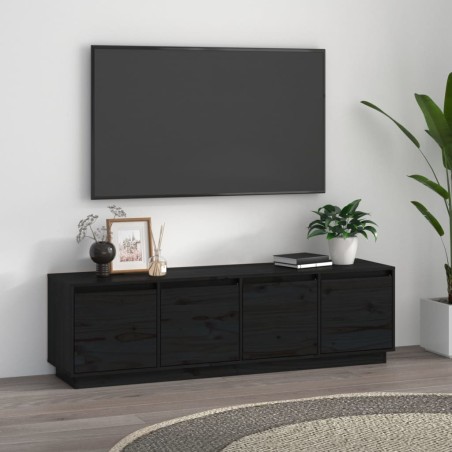 vidaXL TV-Schrank Schwarz 156x37x45 cm Massivholz Kiefer