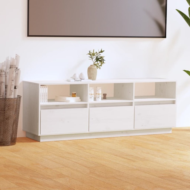 vidaXL TV-Schrank Weiß 140x37x50 cm Massivholz Kiefer vidaXL TV-Schrank Weiß 140x37x50 cm Massivholz Kiefer