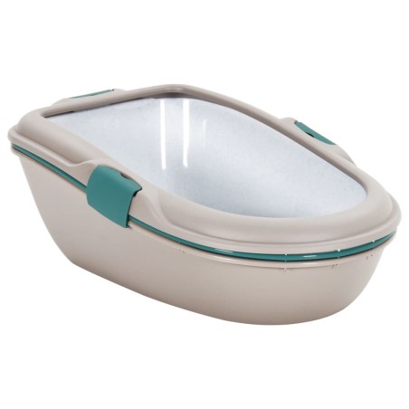 vidaXL Katzenklo Braun und Weiß 69,5x47x26 cm PP