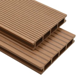 vidaXL WPC Hohlkammer Terrassendielen mit Zubehör 15 m² 4 m Teak
