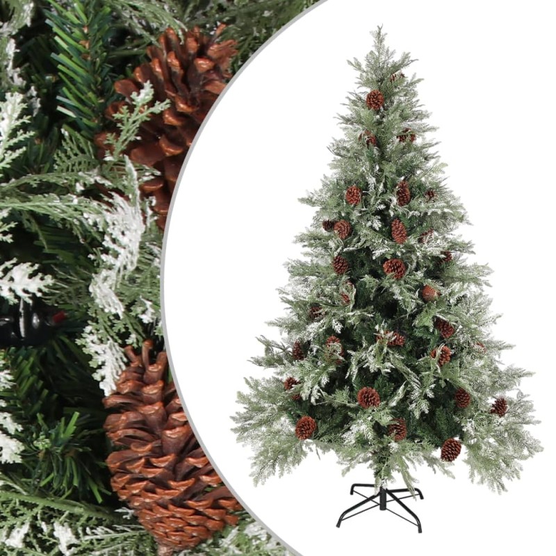 vidaXL Weihnachtsbaum mit Zapfen Grün und Weiß 120 cm PVC & PE vidaXL Weihnachtsbaum mit Zapfen Grün und Weiß 120 cm PVC & PE