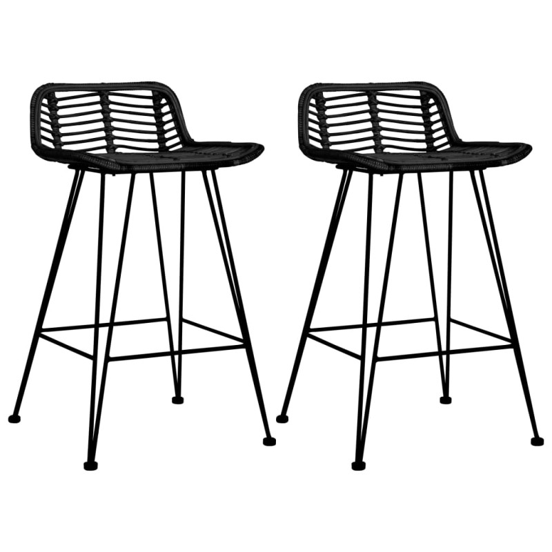 vidaXL Barhocker 2 Stk. Schwarz Rattan vidaXL Barhocker 2 Stk. Schwarz Rattan