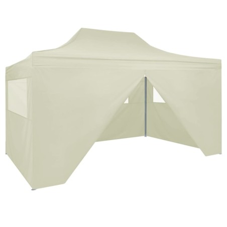 vidaXL Profi-Partyzelt Faltbar mit 4 Seitenwänden 3×4m Stahl Creme