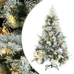 vidaXL Weihnachtsbaum mit LEDs & Zapfen Beschneit 150 cm PVC & PE