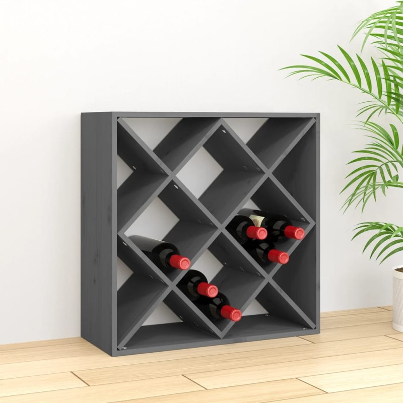 vidaXL Weinregal Grau 62x25x62 cm Massivholz Kiefer vidaXL Weinregal Grau 62x25x62 cm Massivholz Kiefer