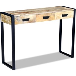 vidaXL Konsolentisch mit 3 Schubladen Mangoholz Massiv 110x35x78 cm