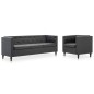 Chesterfield Sofa-Set 2-tlg. Stoffpolsterung Dunkelgrau Chesterfield Sofa-Set 2-tlg. Stoffpolsterung Dunkelgrau