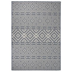 vidaXL Outdoor-Teppich Flachgewebe 120x170 cm Blau Gestreift