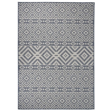 vidaXL Outdoor-Teppich Flachgewebe 120x170 cm Blau Gestreift