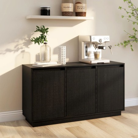 vidaXL Sideboard Schwarz 111x34x60 cm Massivholz Kiefer