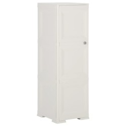 vidaXL Kunststoffschrank 40x43x125 cm Holzdesign Angora-Weiß